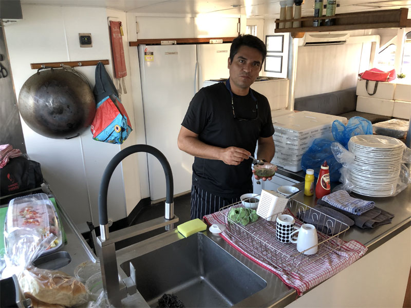 BLUESUN catering Rodney in galley kitchen