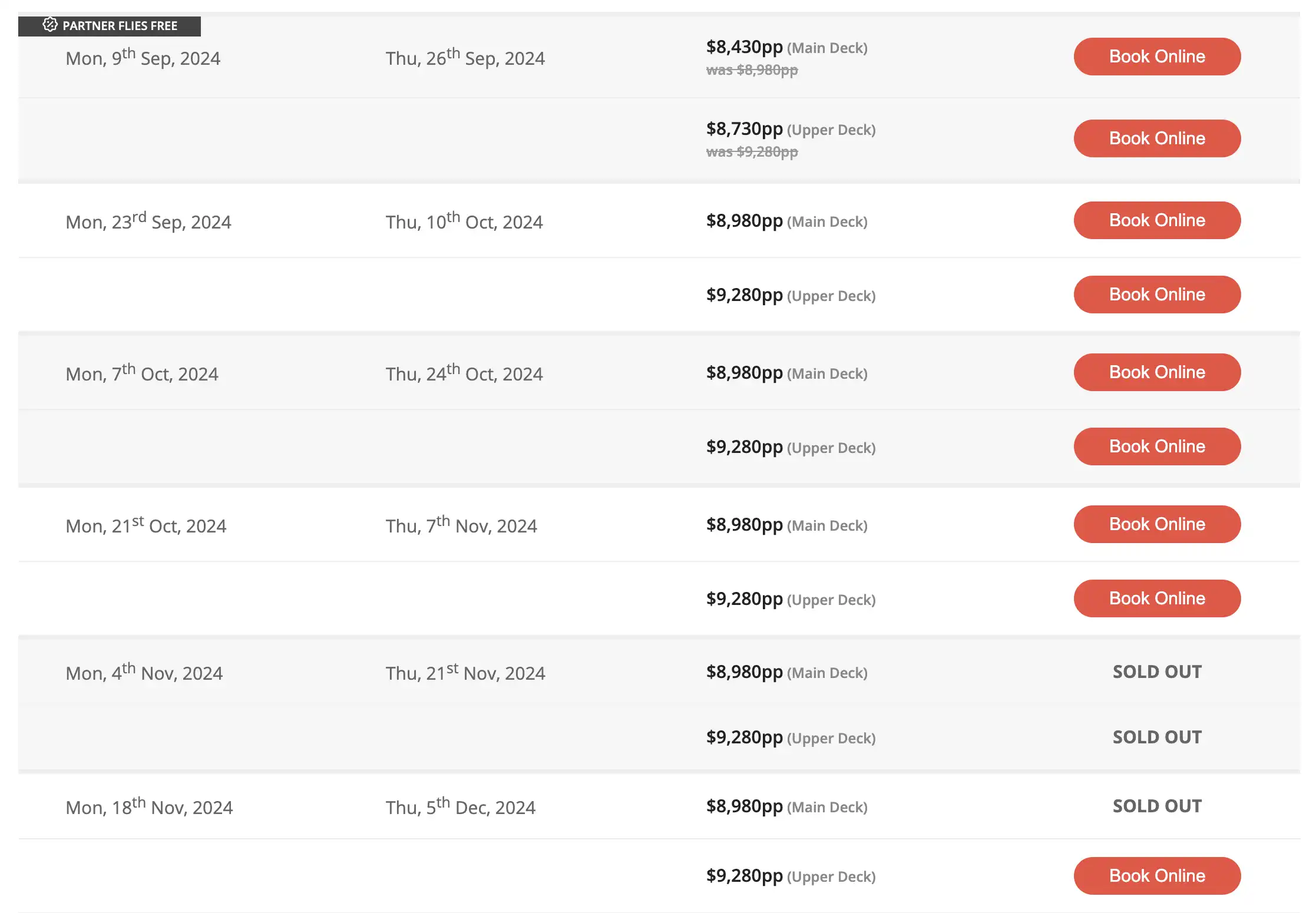 CLASSIC MEKONG package prices dates