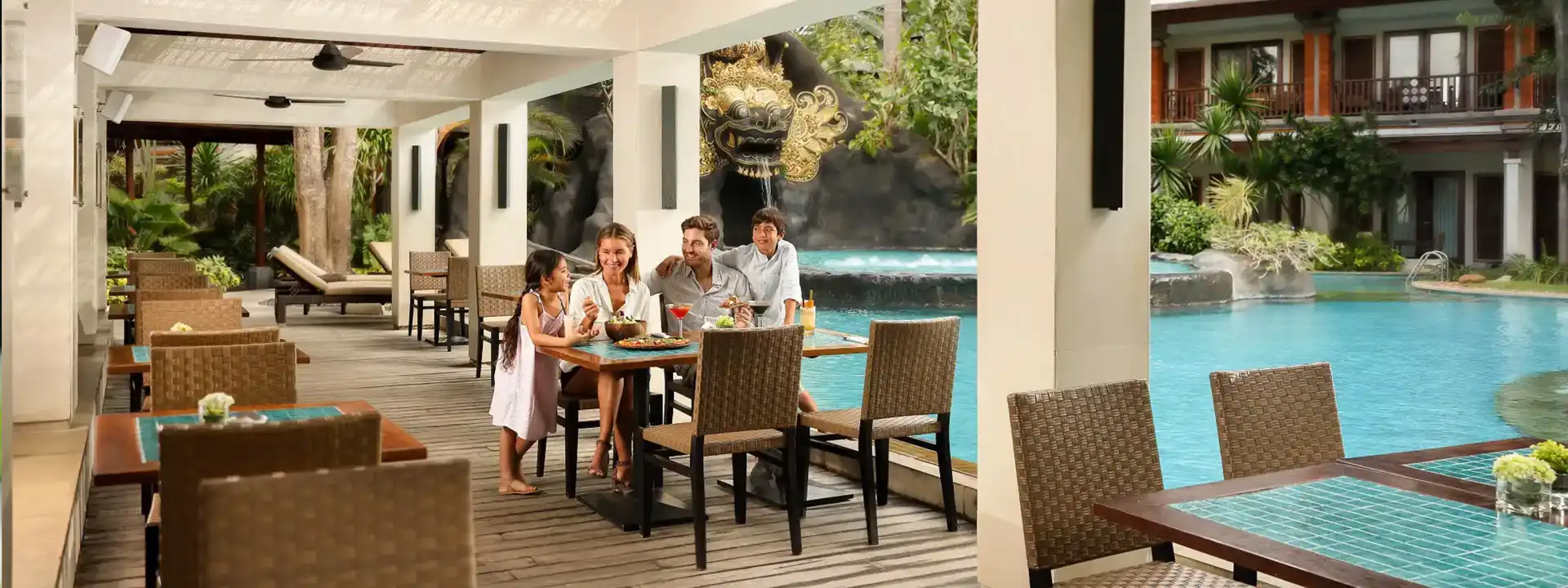 The Barong Pool Bar & Cafe Padma Resort Legian family by pool