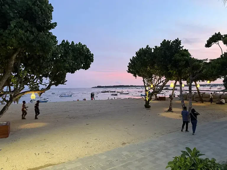 SANUR beach front walkway at dusk
